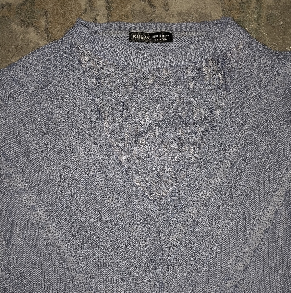 NWOT Light Blue Lace Sweater - Picture 4 of 4